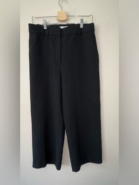 Babaton (Aritzia) Agency Pant Cropped Black High Rise Straight Leg Size 10